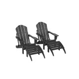 4 Piece Set Classic Folding Adirondack Chair With Footrest Ottoman