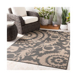 Alfresco ALF-9615 Black 7'3" Round Area Rug, Indoor/Outdoor