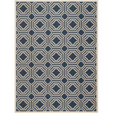Courtyard Navy and Beige 9' x 12' Outdoor Area Rug