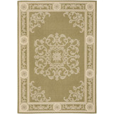 Courtyard Olive and Natural 6'7" x 9'6" Outdoor Area Rug