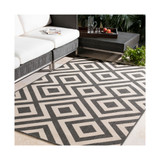 Alfresco ALF-9639 Black 5'3" Round Area Rug, Indoor/Outdoor