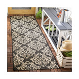 Courtyard Black and Creme 2'3" x 8' Runner Outdoor Area Rug