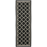 Courtyard Black and Beige 2'3" x 12' Runner Outdoor Area Rug