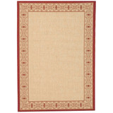 Courtyard Natural and Red 5'3" x 5'3" Round Outdoor Area Rug