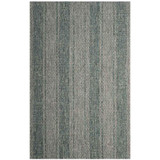 Courtyard Light Gray and Teal 6'7" x 9'6" Sisal Weave Outdoor Area Rug