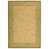 Courtyard Natural and Olive 7'10" x 7'10" Round Outdoor Area Rug