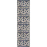 Courtyard Grey and Navy 2'3" x 14' Sisal Weave Runner Outdoor Area Rug