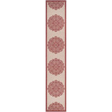 Courtyard Beige and Red 2'4" x 12' Sisal Weave Runner Outdoor Area Rug