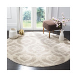 Amsterdam Ivory and Mauve 6'7" x 6'7" Round Outdoor Area Rug