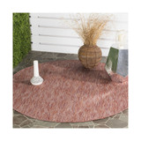 Courtyard Red 6'7" x 6'7" Round Outdoor Area Rug