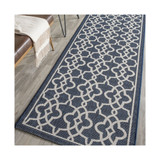 Courtyard Navy and Beige 2'7" x 8'2" Sisal Weave Runner Outdoor Area Rug