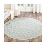 Courtyard Light Gray and Aqua 5'3" x 5'3" Sisal Weave Round Outdoor Area Rug