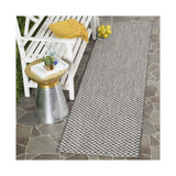 Courtyard Black and Light Grey 2'3" x 8' Sisal Weave Runner Outdoor Area Rug