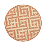 Courtyard Terracotta and Cream 6'7" x 6'7" Round Outdoor Area Rug