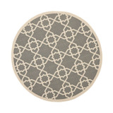 Courtyard Gray and Beige 7'10" x 7'10" Round Outdoor Area Rug