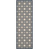 Courtyard Beige and Navy 2'3" x 6'7" Runner Outdoor Area Rug