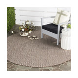 Courtyard Light Brown and Light Gray 6'7" x 6'7" Sisal Weave Round Outdoor Area Rug