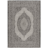 Courtyard Light Gray and Black 6'7" x 9'6" Sisal Weave Outdoor Area Rug