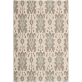 Courtyard Beige Dark Beige and Aqua Weft 2'7" x 5' Sisal Weave Outdoor Area Rug