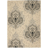 Courtyard Creme and Black 7'10" x 7'10" Square Outdoor Area Rug