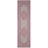 Courtyard Light Grey and Fuchsia 2'3" x 12' Sisal Weave Runner Outdoor Area Rug