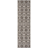 Courtyard Grey and Black 2'3" x 14' Sisal Weave Runner Outdoor Area Rug