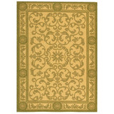 Courtyard Natural and Olive 5'3" x 5'3" Round Outdoor Area Rug