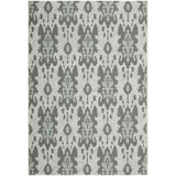 Courtyard Ltgy Anthracite and Aqua Weft 6'7" x 9'6" Sisal Weave Outdoor Area Rug