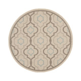 Courtyard Beige and Dark Beige 6'7" x 6'7" Round Outdoor Area Rug