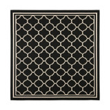 Courtyard Black and Beige 4' x 4' Square Outdoor Area Rug