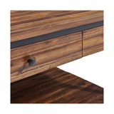 Claremont Rustic Wood Coffee Table with Drawer and Low Shelf