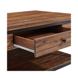Claremont Rustic Wood Coffee Table with Drawer and Low Shelf
