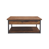 Claremont Rustic Wood Coffee Table with Drawer and Low Shelf