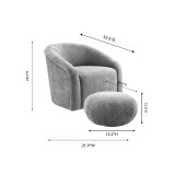 Boboli Velvet Chair and Ottoman Set