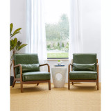 Mid Century Modern Leatherette Accent Armchair with Rubberwood Frame, Set of 2, 30"