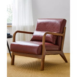 Mid Century Modern Leatherette Accent Armchair with Rubberwood Frame, Set of 2, 30"