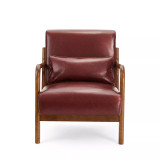 Mid Century Modern Leatherette Accent Armchair with Rubberwood Frame, Set of 2, 30"