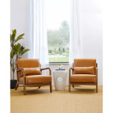 Mid Century Modern Leatherette Accent Armchair with Rubberwood Frame, Set of 2, 30"