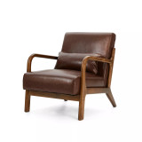 Mid Century Modern Leatherette Accent Armchair with Rubberwood Frame, Set of 2, 30"