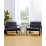 Modern Leatherette Accent Armchair with Frame, Set of 2, 29.25"