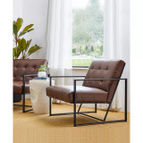 Modern Leatherette Accent Armchair with Frame, Set of 2, 29.25"