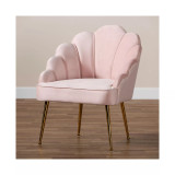 Furniture Cinzia Glam and Luxe Upholstered Seashell Shaped Accent Chair