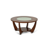 Rafael 39.5" Round Merlot Wood Cocktail Table with Casters