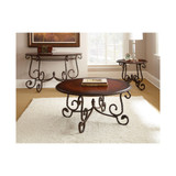 Crowley 26" Round Wood and Metal Tuscan Style End Table