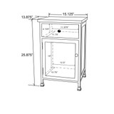 Metal Frame and Carved Wood 1-Door 1-Drawer End Table with Storage