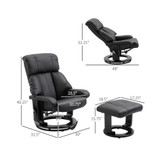 Massage Recliner Chair, Footrest, 360 Swivel Lounger w/ Remote, Ottoman
