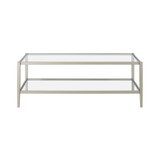 Hera 45" Wide Metal Rectangular Coffee Table with Glass Shelf