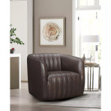 Aries Genuine Leather Swivel Barrel Chair
