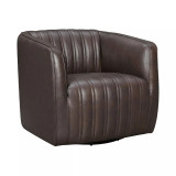 Aries Genuine Leather Swivel Barrel Chair