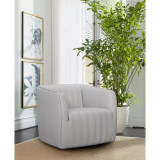 Aries Genuine Leather Swivel Barrel Chair